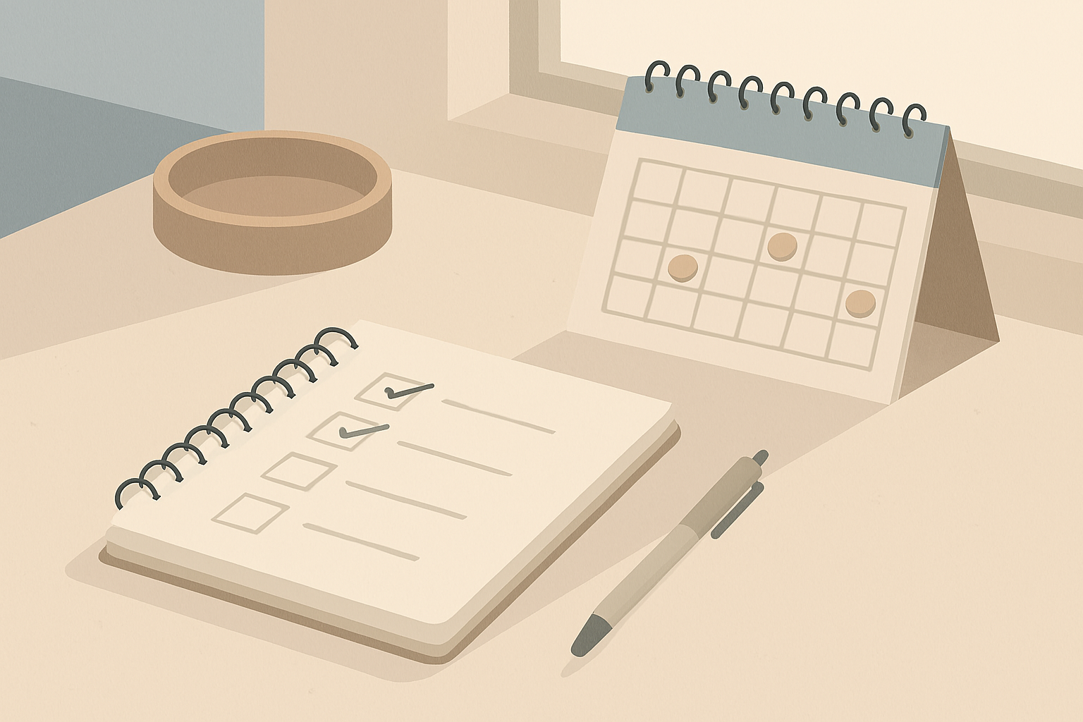 Habit formation frameworks represented through structured routines and tools supporting long-term consistency